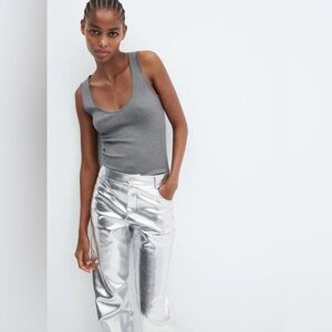 Silver Faux Leather Pants ⚡️